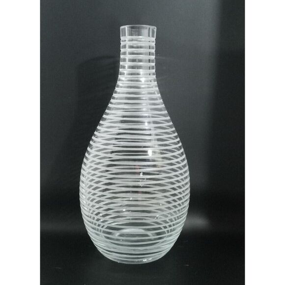 Vintage 12" Polish Made Hand Blown Glass Bottle Vase with Etched Circles - Picture 11 of 11